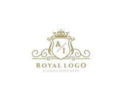 Initial AI Letter Luxurious Brand Logo Template, for Restaurant, Royalty, Boutique, Cafe, Hotel, Heraldic, Jewelry, Fashion and other vector illustration.