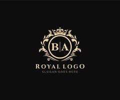 Initial BA Letter Luxurious Brand Logo Template, for Restaurant, Royalty, Boutique, Cafe, Hotel, Heraldic, Jewelry, Fashion and other vector illustration.