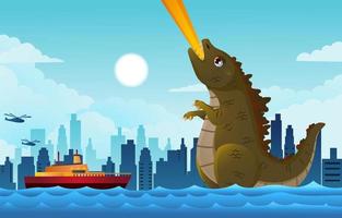 Background with Giant Sea Monster vector