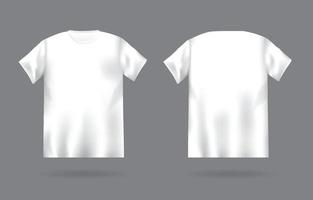 blanco 3d tee camisa burlarse de arriba modelo desde y espalda vector