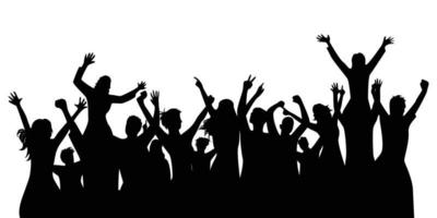 happy crowd people silhouette design. fun music party background. audience in concert. vector