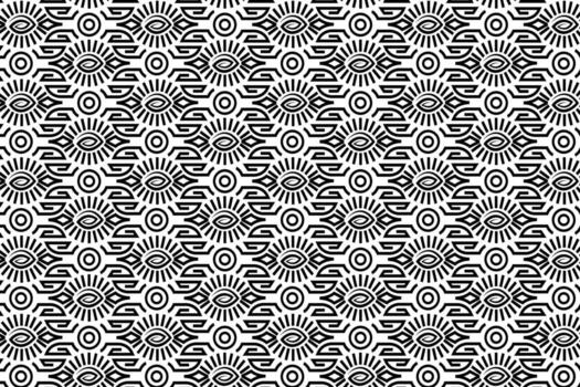 Textile pattern in black and white color. Abstract geometric floral pattern with black lines. Old fashioned arabesque motifs. vector