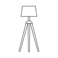 Simple monochrome floor lamp for a bedroom icon in a line style. Vector interior item isolated on a white background