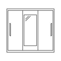 Simple monochrome bedroom sliding wardrobe icon in a line style. Vector interior item isolated on a white background