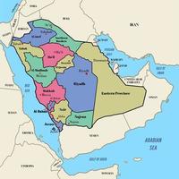 saudi arabia mapa con país fronteras vector