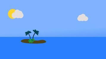 beach view, island with coconut trees, vector