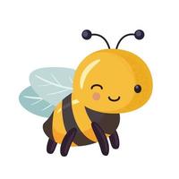 Cartoon bee cute character in flat style. vector