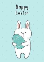 Easter greeting card with cute bunny holding Easter egg. Template for postcard, greeting card, invitation, poster, banner. vector