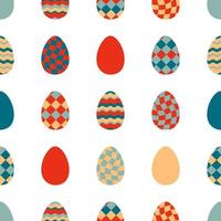 Easter seamless pattern with checkered and wavy eggs. Perfect print for tee, paper, fabric, textile. vector