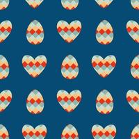 Retro style checkered Easter eggs and hearts seamless pattern. Perfect print for tee, paper, fabric, textile. vector