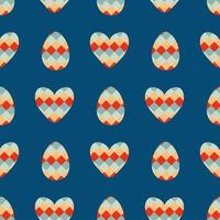 Retro style checkered Easter eggs and hearts seamless pattern. Perfect print for tee, paper, fabric, textile. vector