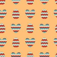 Retro style wavy Easter eggs and hearts seamless pattern. Perfect print for tee, paper, fabric, textile. vector