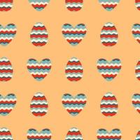 Retro style wavy Easter eggs and hearts seamless pattern. Perfect print for tee, paper, fabric, textile. vector