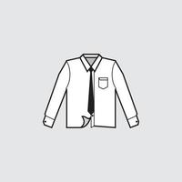 vector illustrations - white collared formal cloth long sleeve with pocket and tie - flat icon style