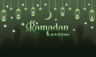 Ramadán Kareem, mezquita, linterna, Luna y estrellas movimiento gráfico. sencillo musulmán antecedentes vector