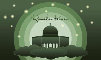 Ramadán Kareem, mezquita, linterna, Luna y estrellas movimiento gráfico. sencillo musulmán antecedentes vector