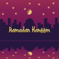 ramadan kareem, mosque, lantern, moon and stars motion graphic. simple muslim background vector