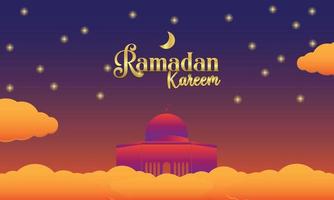 ramadan kareem, mosque, moon and stars motion graphic. simple muslim background vector