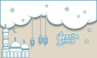 ramadán kareem. plantilla de tarjeta de felicitación islámica con ramadán para diseño de papel tapiz. afiche, pancarta de los medios. un conjunto de ilustraciones vectoriales. vector