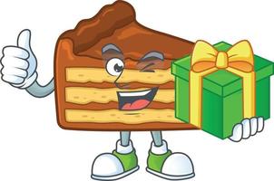 Chocolate slice cake Cartoon character vector