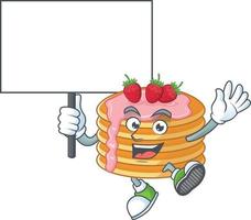 Strawberry cream pancake Cartoon character vector