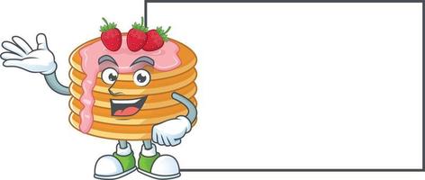 Strawberry cream pancake Cartoon character vector