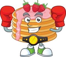 Strawberry cream pancake Cartoon character vector