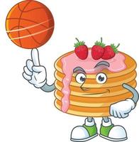 Strawberry cream pancake Cartoon character vector
