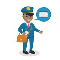 postman african with mail notification callout vector