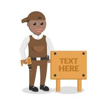 carpenter african with wood sign vector