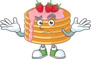 Strawberry cream pancake Cartoon character vector