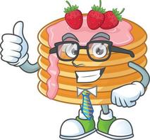 Strawberry cream pancake Cartoon character vector