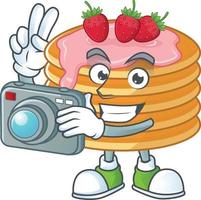 Strawberry cream pancake Cartoon character vector