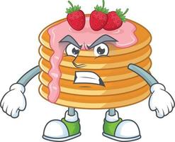 Strawberry cream pancake Cartoon character vector