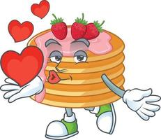 Strawberry cream pancake Cartoon character vector