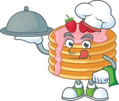 Strawberry cream pancake Cartoon character vector