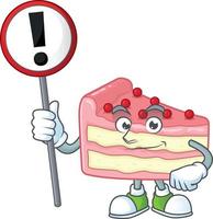 Strawberry slice cake Cartoon character vector