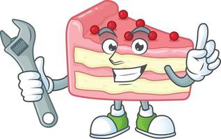 Strawberry slice cake Cartoon character vector