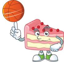 Strawberry slice cake Cartoon character vector