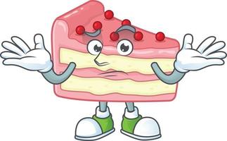 Strawberry slice cake Cartoon character vector