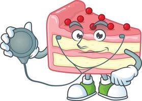 Strawberry slice cake Cartoon character vector