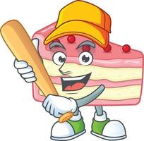 Strawberry slice cake Cartoon character vector