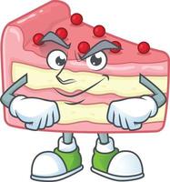 Strawberry slice cake Cartoon character vector