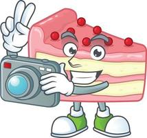 Strawberry slice cake Cartoon character vector