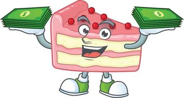 Strawberry slice cake Cartoon character vector