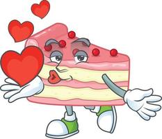 Strawberry slice cake Cartoon character vector