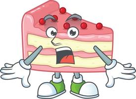 Strawberry slice cake Cartoon character vector