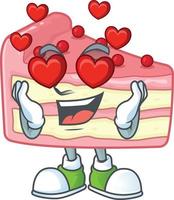 Strawberry slice cake Cartoon character vector