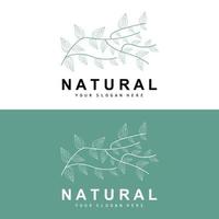 Simple Botanical Leaf and Flower Logo, Vector Natural Line Style, Decoration Design, Banner, Flyer, Wedding Invitation, and Product Branding