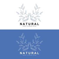 Simple Botanical Leaf and Flower Logo, Vector Natural Line Style, Decoration Design, Banner, Flyer, Wedding Invitation, and Product Branding